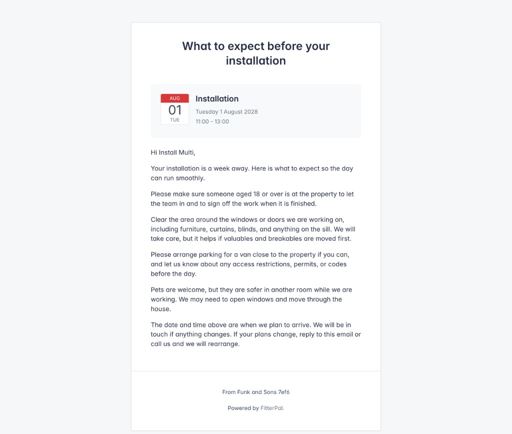 A customer what to expect email